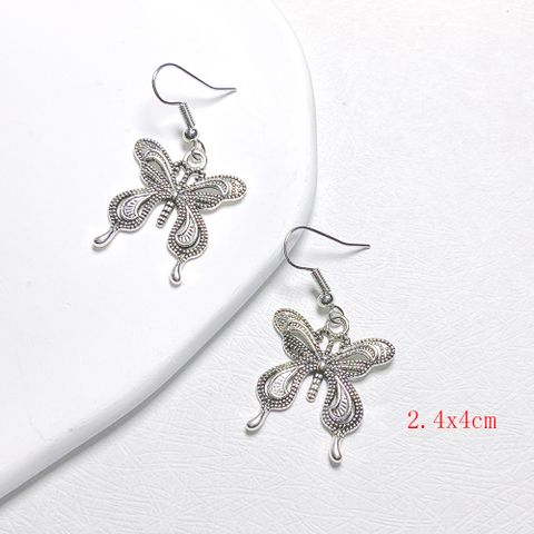 1 Pair Cute Butterfly Metal Drop Earrings