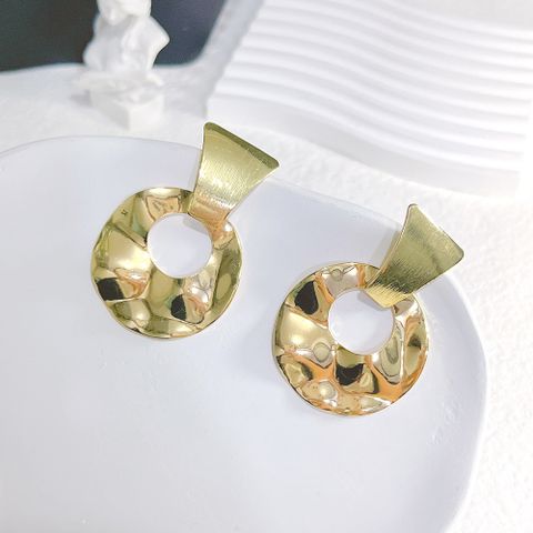 1 Pair Elegant Leaves Plating Metal Drop Earrings