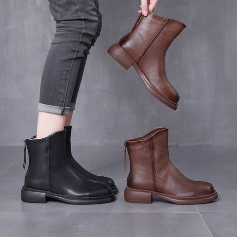Women's Streetwear Solid Color Round Toe Martin Boots