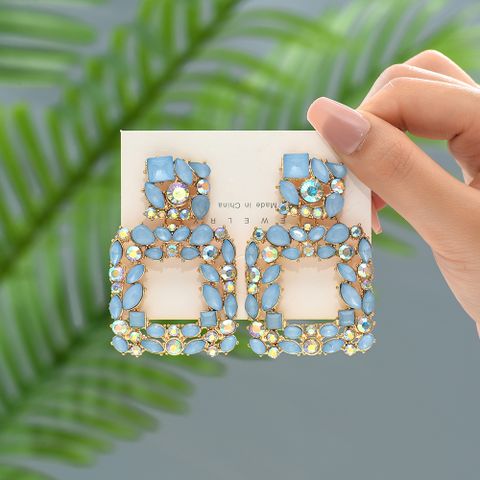 1 Pair Fashion Geometric Rhinestone Plating Women's Drop Earrings