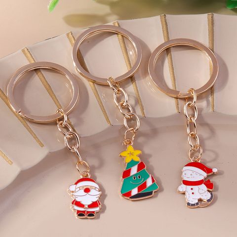 Cute Christmas Tree Santa Claus Alloy Christmas Bag Pendant Keychain