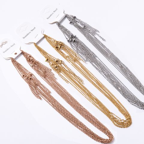 Basic Solid Color Stainless Steel Necklace In Bulk