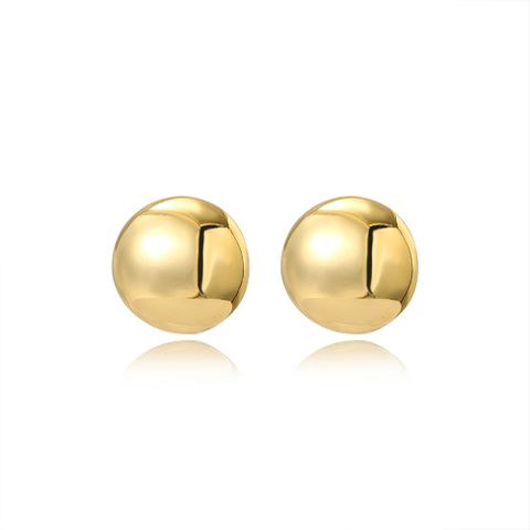 1 Pair Simple Style Round Plating Brass Ear Studs