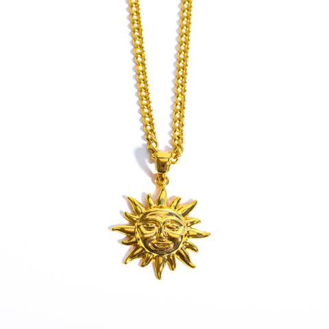Retro Sun Copper Pendant Necklace In Bulk