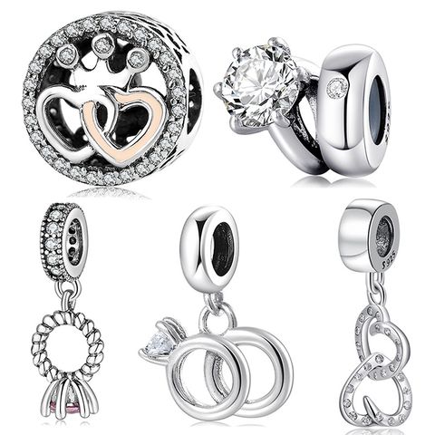Casual Heart Shape Zircon Sterling Silver Wholesale Jewelry Accessories