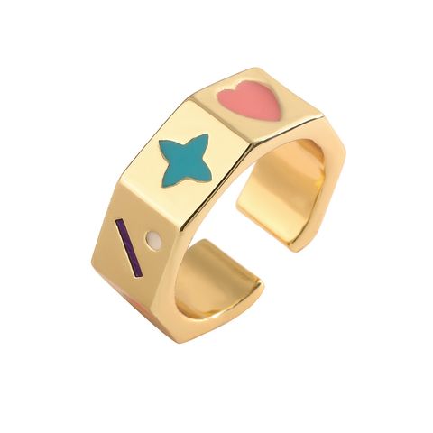 Retro Luxurious Portrait Oval Heart Shape Copper Plating Inlay Zircon Gold Plated Open Rings