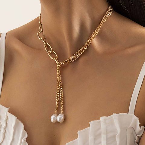 Streetwear Tassel Imitation Pearl Alloy Women's Pendant Necklace