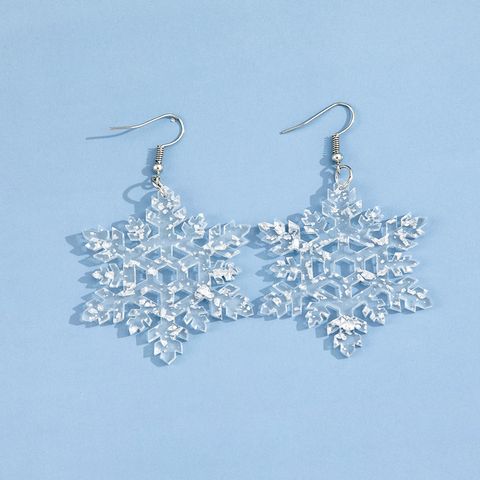 1 Pair Sweet Snowflake Arylic Drop Earrings