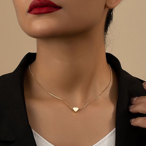 Basic Simple Style Commute Heart Shape Alloy Plating 14k Gold Plated Women's Pendant Necklace