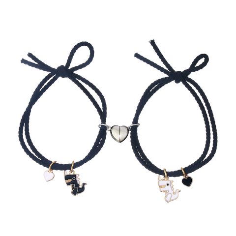 Cartoon Style Animal Stainless Steel Rubber Band Rope Handmade Couple Wristband