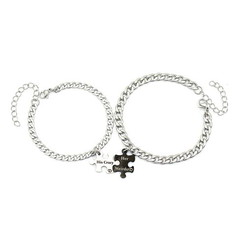 Casual Geometric Letter Stainless Steel Couple Bracelets