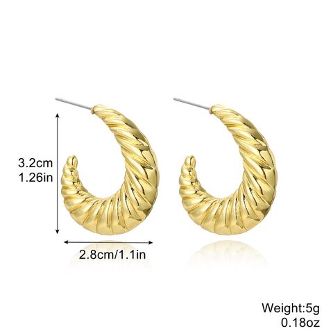 European And American Earrings Gold-plated Ins Cross-border Earrings C- Ring Love Water Drop-shaped Earrings Bamboo Simple Earrings All-matching