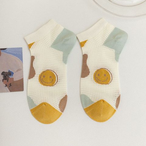 Women's Casual Cartoon Bamboo Fiber Hollow Out Ankle Socks A Pair