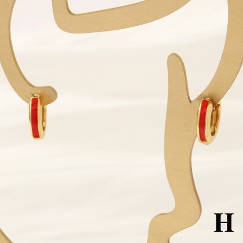 1 Pair Simple Style Circle Enamel Plating Copper 18k Gold Plated Hoop Earrings