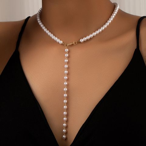 Lady Pearl Alloy Beaded Tassel Plating Women's Pendant Necklace