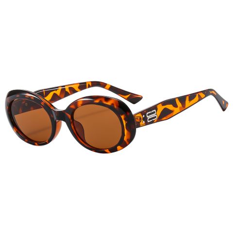 Estilo Ig Retro Color Sólido Leopardo Ordenador Personal Marco Ovalado Fotograma Completo Lentes