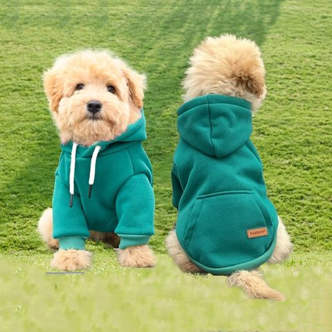 New Pure Color Cotton Pet Hooded Dog Clothes