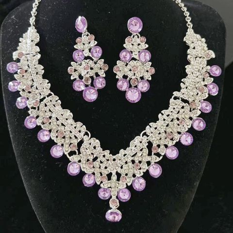 Wholesale Jewelry Elegant Romantic Shiny Round Tassel Imitation Pearl Rhinestone Earrings Necklace