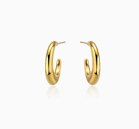 1 Pair Vintage Style Simple Style Solid Color Plating Copper Hoop Earrings