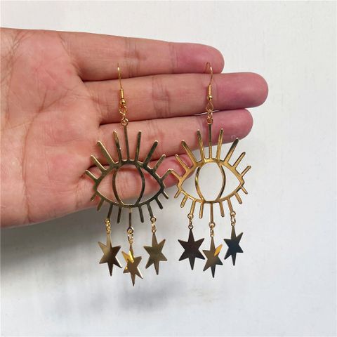 Wholesale Jewelry Ig Style Devil's Eye Star Alloy Plating Hollow Out Drop Earrings