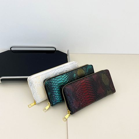 Women's Gradient Color Pu Leather Zipper Wallets