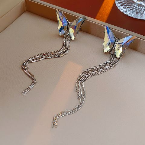 Wholesale Jewelry Lady Butterfly Alloy Artificial Diamond Inlay Dangling Earrings