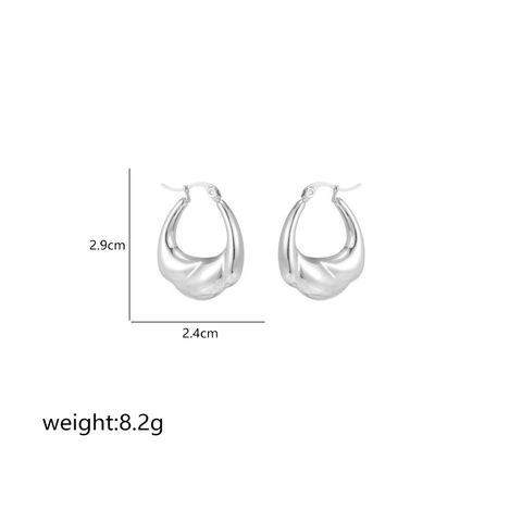 1 Pair Simple Style Commute Shiny Irregular Geometric Circle Plating Stainless Steel Earrings