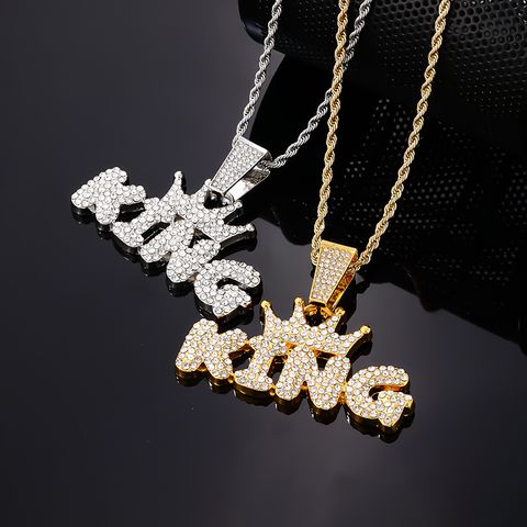 Hip-hop Rock Punk Letter Stainless Steel Alloy Plating Inlay Zircon Gold Plated Silver Plated Men's Pendant Necklace