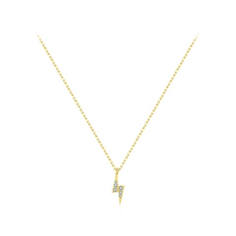 Ig Style Simple Style Commute Lightning Sterling Silver 14k Gold Plated Rhodium Plated Zircon Necklace In Bulk