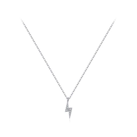 Ig Style Simple Style Commute Lightning Sterling Silver 14k Gold Plated Rhodium Plated Zircon Necklace In Bulk