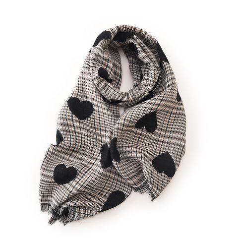 Women's Scarf High-grade Heart Printing Mid-length Warm Autumn And Winter Scarf New Winter Fashion Commuter Scarf For Women