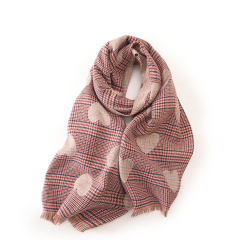 Women's Scarf High-grade Heart Printing Mid-length Warm Autumn And Winter Scarf New Winter Fashion Commuter Scarf For Women