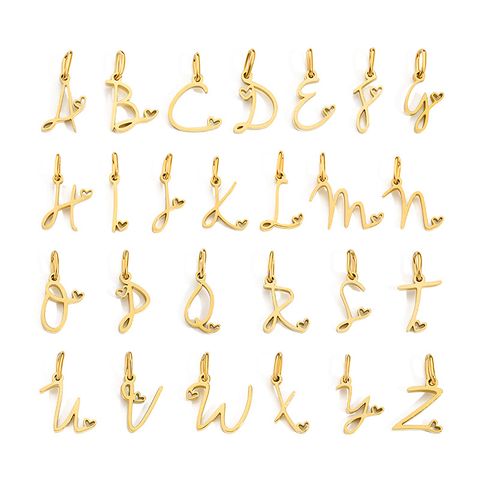 1 Piece Stainless Steel 14K Gold Plated Rose Gold Plated Letter