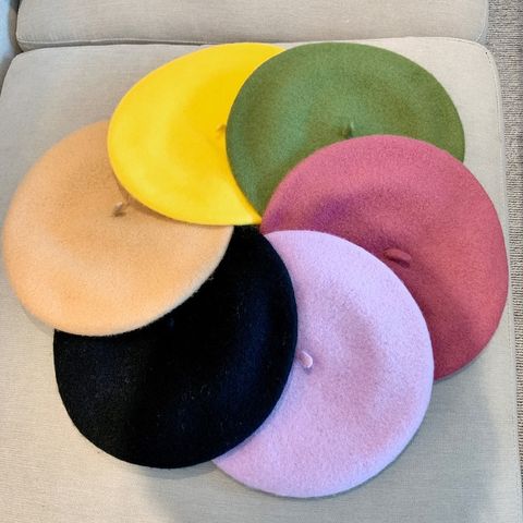 Women's Korean Style Solid Color Plush Eaveless Beret Hat