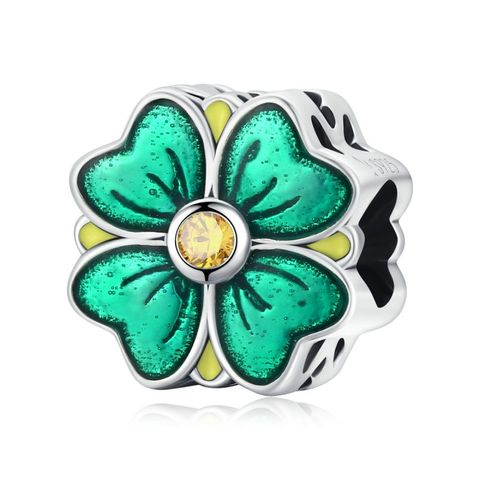 Casual Four Leaf Clover Heart Shape Frog Sterling Silver Inlay Malachite Glass Zircon Jewelry Accessories