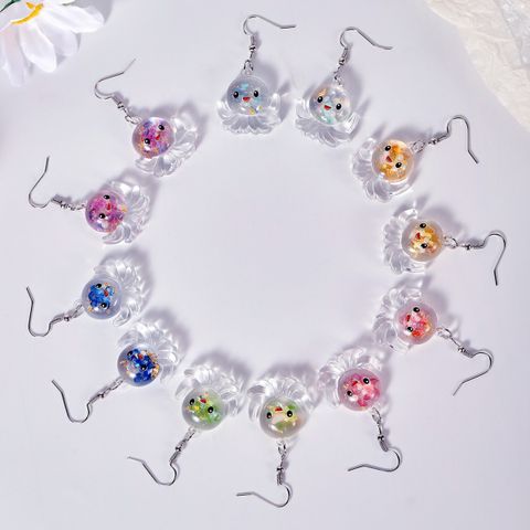 Wholesale Jewelry Cartoon Style Cute Octopus Plastic Resin Luminous Transparent Drop Earrings