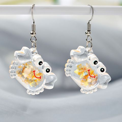 Wholesale Jewelry Cartoon Style Cute Crab Plastic Resin Luminous Transparent Drop Earrings