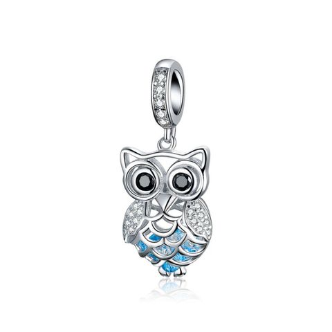 Casual Shiny Colorful Owl Sterling Silver Inlay Moonstone Zircon Jewelry Accessories