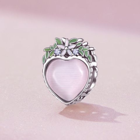 Casual Elegant Heart Shape Flower Sterling Silver Inlay Glass Zircon Jewelry Accessories