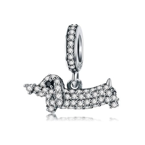Casual Cute Dog Squirrel Sterling Silver Inlay Zircon Jewelry Accessories