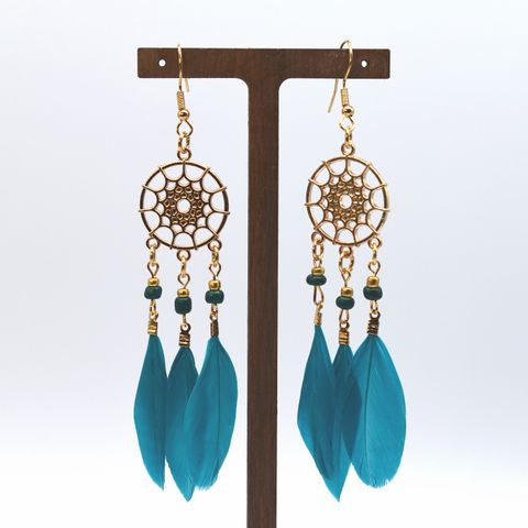 Wholesale Jewelry Classic Style Leaf Feather Patchwork Drop Earrings