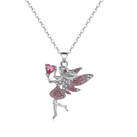 Fairy Style Cartoon Character Heart Shape Alloy Inlay Zircon Women's Pendant Necklace