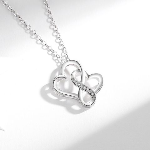 Elegant Romantic Heart Shape Sterling Silver Zircon Pendant Necklace In Bulk