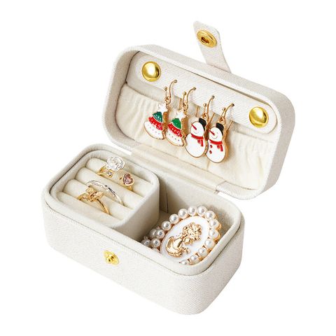 Cute Pastoral Solid Color Pu Leather Jewelry Boxes