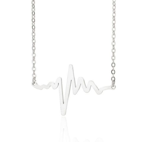 304 Stainless Steel Simple Style Plating Electrocardiogram Necklace
