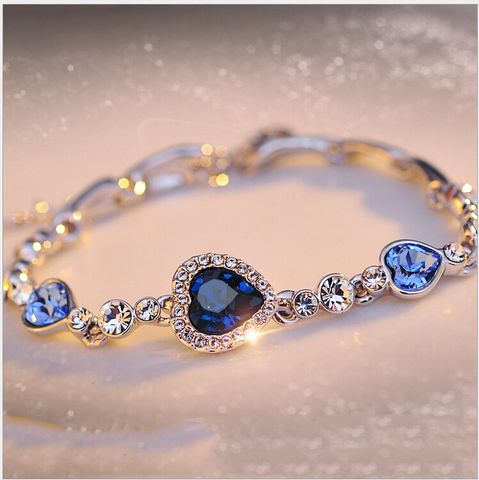 Shiny Heart Shape Alloy Inlay Crystal Women's Bracelets