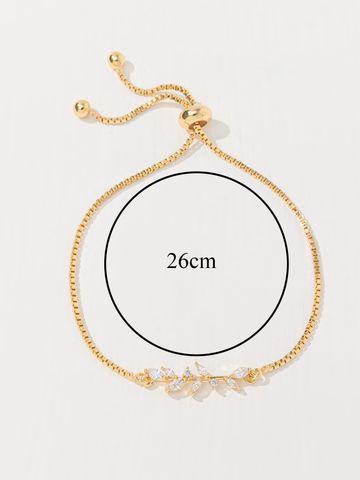 Elegant Romantic Sweet Leaf Copper Plating Inlay Zircon 18k Gold Plated Bracelets