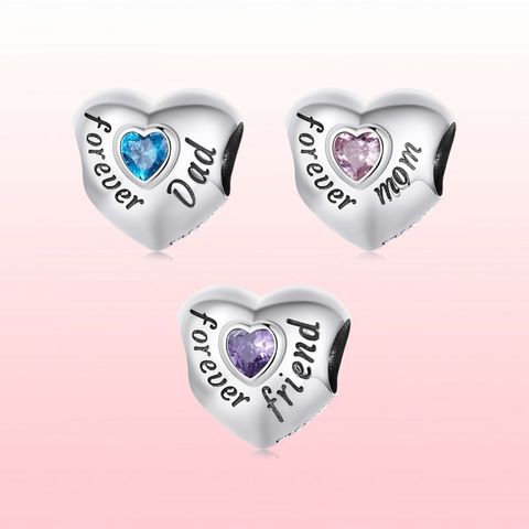 Casual Heart Shape Flower Sterling Silver Inlay Glass Zircon Jewelry Accessories