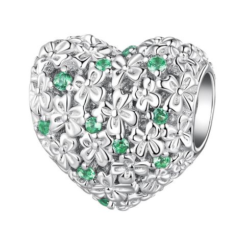 Casual Heart Shape Flower Sterling Silver Inlay Glass Zircon Jewelry Accessories