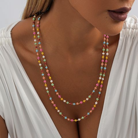 Wholesale Jewelry Vintage Style Simple Style Color Block Seed Bead Beaded Plating Long Necklace